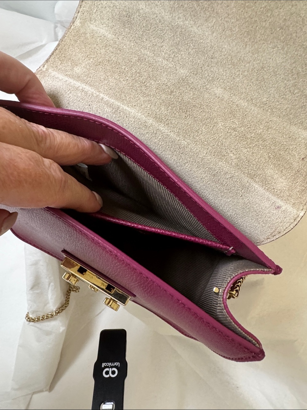 Furla Metropolis Berry Leather and chain Crossbody with Gold Hardware - Picture 10 of 15